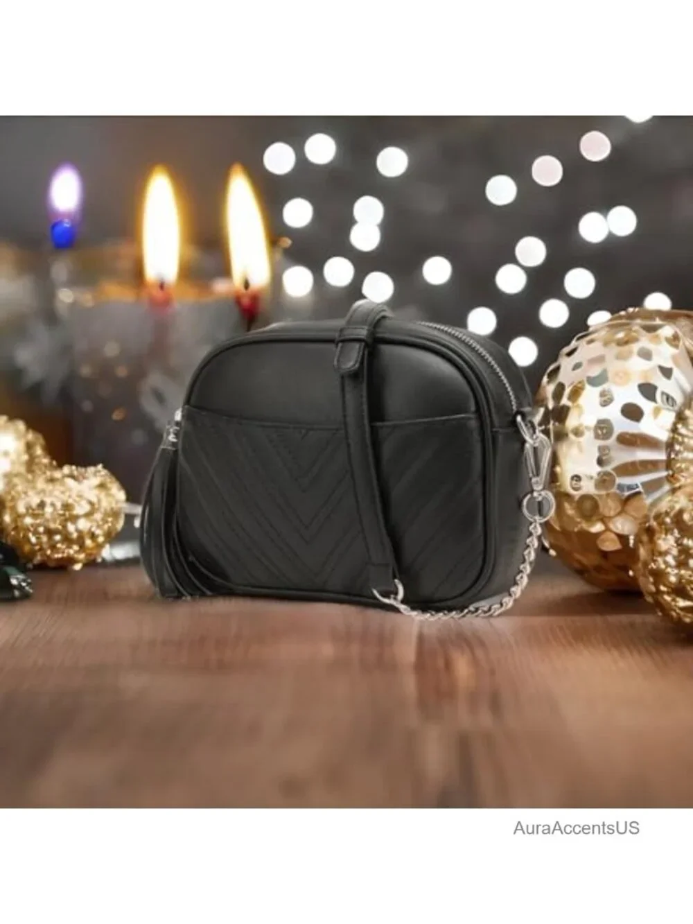 Quilted Crossbody Bag with PU Leather, Adjustable Strap, Multiple Pockets